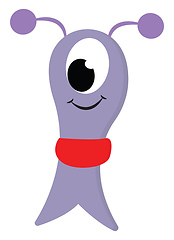 Image showing A purple monster with red scarf vector or color illustration