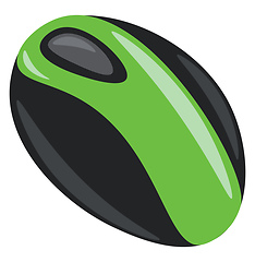 Image showing Green and black wireless mouse vector or color illustration