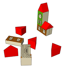 Image showing Blocks House toy vector or color illustration