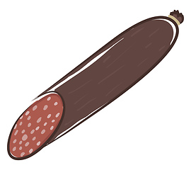 Image showing Brown smoked sausage vector or color illustration