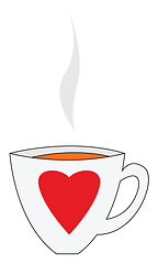 Image showing Big heart cup with coffe vector illustration on white background