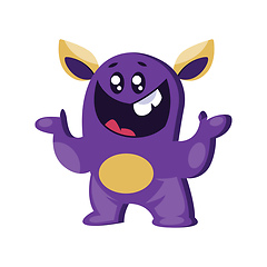 Image showing Smilling purple monster with spreaded hands vector illustration 