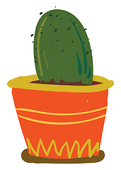 Image showing A dome shaped cactus plant in an orange flower pot vector color 