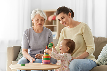 Image showing mother, baby daughter and granny playing at home