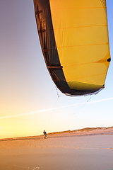 Image showing Kite surfer watching the waves