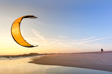 Image showing Kite surfer watching the waves