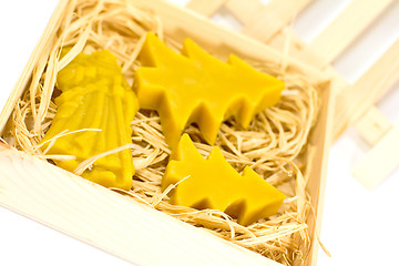 Image showing handmade yellow christmas candles