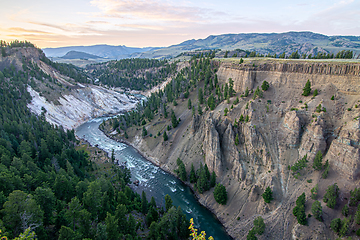 Image showing View from Calcite Springs Overlook of the Yellowstone River.