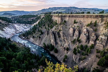 Image showing View from Calcite Springs Overlook of the Yellowstone River.