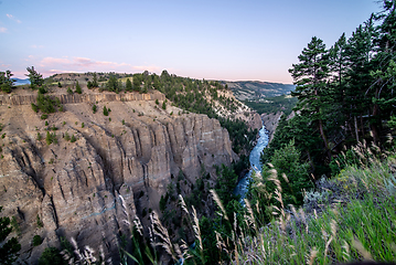 Image showing View from Calcite Springs Overlook of the Yellowstone River.