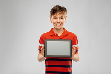 Image showing happy smiling boy using tablet computer