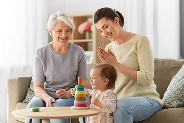 Image showing mother, baby daughter and granny playing at home