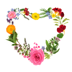 Image showing Heart Shaped Wreath with Summer Herbs and Flowers 