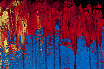 Image showing Blue, red and black colored wall texture background.