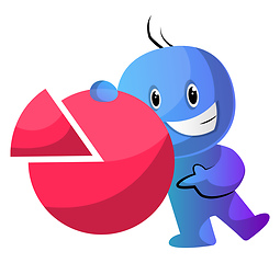 Image showing Blue cartoon caracter with a statistic sign illustration vector 