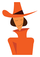 Image showing Woman in orange winter clothes vector or color illustration