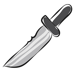 Image showing Drawing of a black knife pointing downward vector or color illus