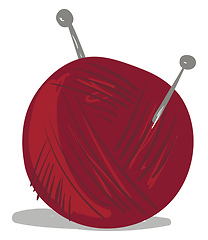 Image showing Clipart of a red-colored wool ball vector or color illustration