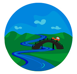 Image showing Portrait of a bridge over a river vector or color illustration