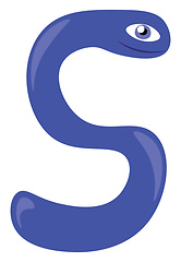 Image showing Blue snake shaped S alphabet vector or color illustration