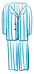 Image showing Sketch drawing of men\'s night suit in white color with blue stri