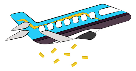 Image showing Golden parcels dropping from jet plane vector or color illustrat