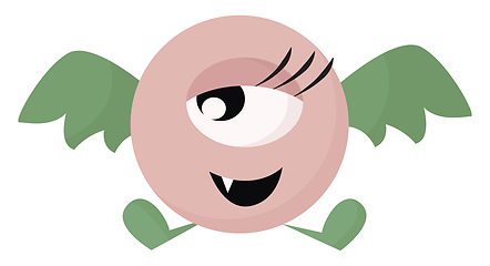 Image showing Clipart of a cute little flying pink bat monster vector or color