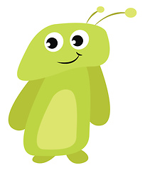 Image showing Cartoon funny smiling green monster with two horns vector or col
