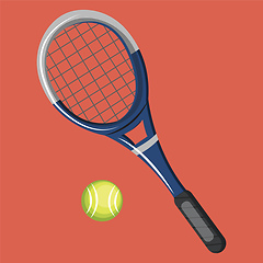 Image showing Tennis Bat and Ball vector color illustration.