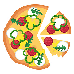 Image showing Pizza with pepperoni veggies and a lot of cheesePrint