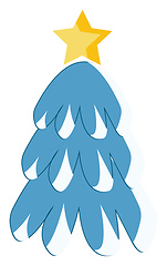 Image showing A snow covered pine tree with star vector or color illustration