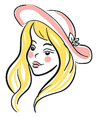 Image showing A yellow-haired girl wearing a rose hat vector or color illustra