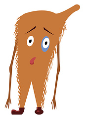 Image showing Emoji of a sad brown-colored monster set on isolated white backg