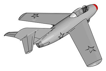 Image showing Grey jet plane with three stars vectore illustration on white ba