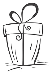 Image showing Sketch of a beautiful present box in black and white color and t