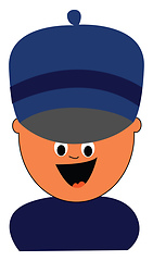 Image showing Cartoon boy in a large blue hat vector or color illustration