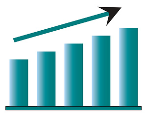 Image showing A graphic bar chart and arrow representing upward growth vector 