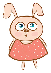 Image showing A baby hare wearing a lovely pink polka dotted dress vector colo