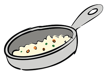 Image showing Grey pan with cooked food illustration vector on white backgroun