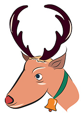 Image showing Reindeer with golden bell vector or color illustration