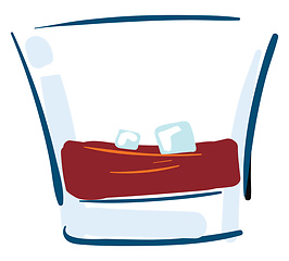 Image showing Whiskey with ice in glass illustration color vector on white bac