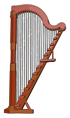 Image showing Harp a musical instrument vector or color illustration