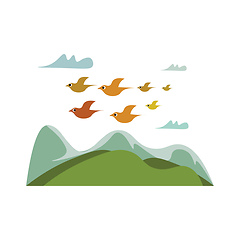 Image showing Flock of birds vector or color illustration