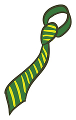 Image showing A striped green and yellow tie vector or color illustration