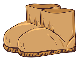 Image showing Brown-colored cartoon UGG winter boots vector or color illustrat