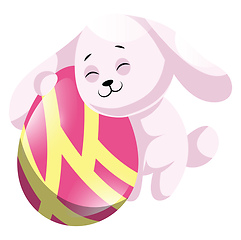 Image showing Rosy easter rabbit hugging pink easter egg illustration web vect