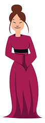 Image showing Geisha character in long purple dress vector illustration on a w