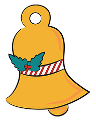 Image showing Golden Christmas bell with wreath vector or color illustration