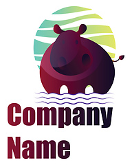 Image showing Deep purple hippo vector logo design on a white background