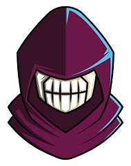 Image showing Skull wearing the purple hood  illustration vector on white back